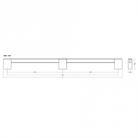 Maner lung pentru mobila Hako Big, finisaj nuc, L:1005 mm [8]