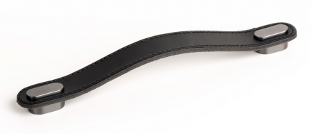 Moderne - Maner Oblong din piele neagra pentru mobilier, cu ornament finisaj gri periat, L 197 mm