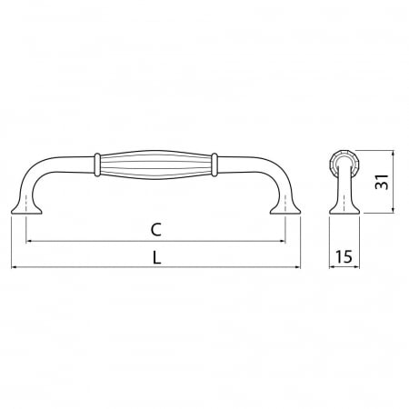 Maner pentru mobila Abiate, finisaj auriu antichizat GT, L:143 mm [1]