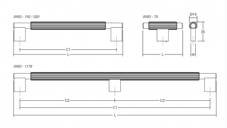 Maner pentru mobila Arpa, finisaj alama intunecata periata, L 342 mm [1]