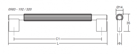 Maner pentru mobila Arpa, finisaj alama rustica, L 214 mm [1]