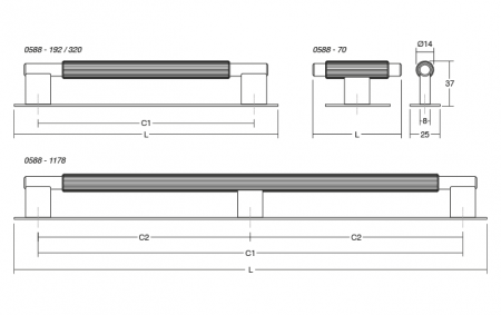 Maner pentru mobila Arpa Plate, finisaj alama intunecata periata, L 230 mm [3]