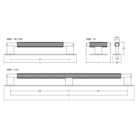 Maner pentru mobila Arpa Plate, finisaj alama intunecata periata, L 358 mm [3]