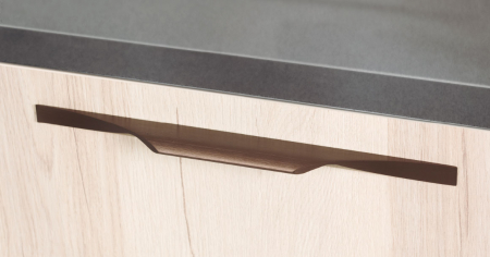 Manere si butoni - Maner pentru mobila Brikk, finisaj bronz antichizat, L:140 mm