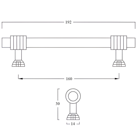 ​​​​​​​Maner pentru mobila Cruz, finisaj bronz antichizat, L:192 mm [1]