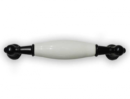 Maner pentru mobila cu insertie ceramica, finisaj alb/negru, 96 mm [2]