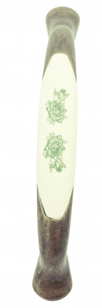 Maner pentru mobila cu insertie rasina floare verde, finisaj bronz oxidat, 128 mm [1]