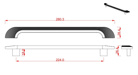 Maner pentru mobila Dax, finisaj alama mata CB, 224 mm [5]