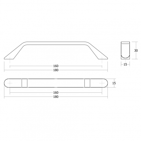 Maner pentru mobila Dropp, finisaj alb mat L:180 mm [2]