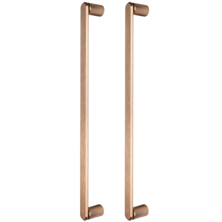 FERONERIE ȘI ACCESORII UȘI - Set manere spatiale double Fase Big, finisaj alama cava periata, L:508 mm