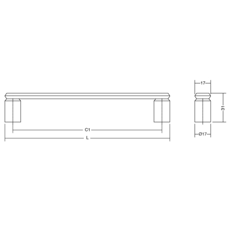 Maner pentru mobila Fase, finisaj alama cava periata, L:177 mm [1]