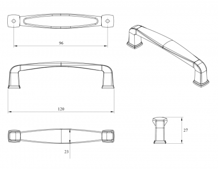 Maner pentru mobila Ferdi, finisaj alama antichizata CB, 96 mm [4]