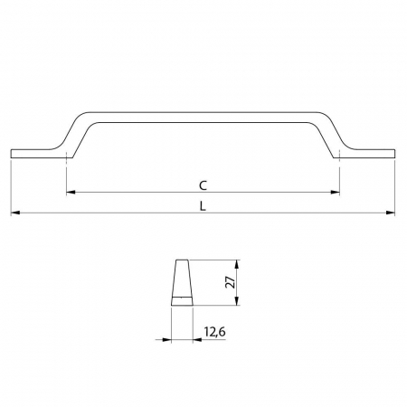 Maner pentru mobila Flavio, finisaj otel periat GT, L:225 mm [6]