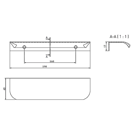 Mâner pentru mobilă Hexa GTV, cașmir GT, L: 190 mm [7]