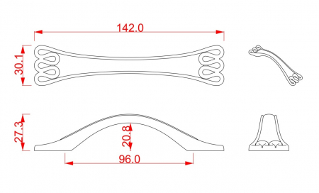 Maner pentru mobila Jade, finisaj alama antichizata CB, 96 mm [2]
