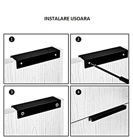 Maner pentru mobila Kenzo, finisaj negru mat, L:200 mm [3]