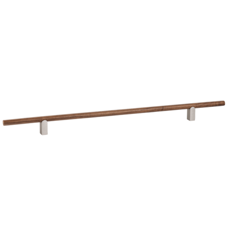 Moderne - Maner pentru mobila Kumo Wood, finisaj nuc / otel inoxidabil, L:480 mm