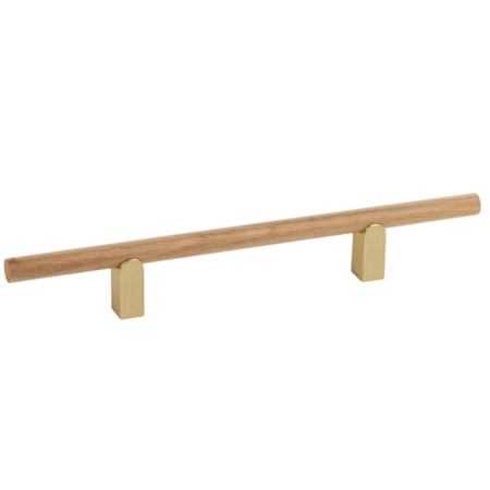 Moderne - Maner pentru mobila Kumo Wood, finisaj stejar / alama periata, L:248 mm