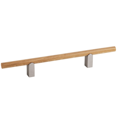 Moderne - Maner pentru mobila Kumo Wood, finisaj stejar / otel inoxidabil, L:248 mm