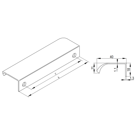 Maner pentru mobila Lentis, finisaj crom, L:212 mm [1]