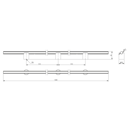 Mâner pentru mobilă Linea GTV, auriu deschis periat, L: 1200 mm [6]