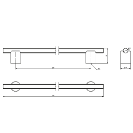 Mâner pentru mobilă Linea GTV, negru mat, L: 370 mm [3]