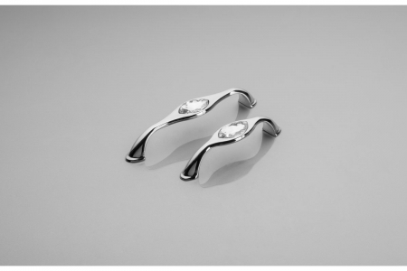 Maner pentru mobila modern cu cristal Bianca, crom lucios + cristal transparent GT, L:114 mm [1]