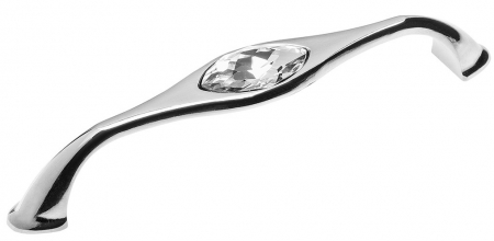 Cu cristale - Maner pentru mobila modern cu cristal Bianca, crom lucios + cristal transparent GT, L:146 mm