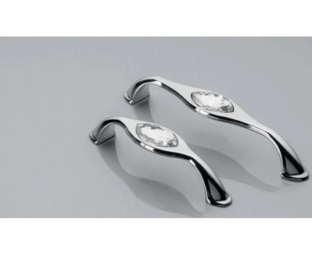 Maner pentru mobila modern cu cristal Bianca, crom lucios + cristal transparent GT, L:146 mm [2]
