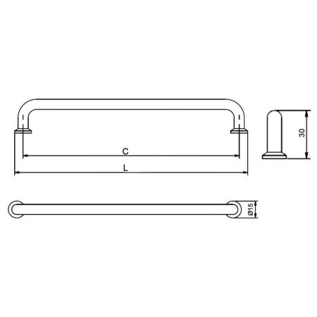 Mâner pentru mobilă Nord GTV, cașmir, L: 174,5 mm [3]