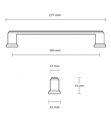Maner pentru mobila Palace, finisaj argint antichizat, L:177 mm [7]