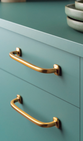 Moderne - Maner pentru mobila Quart Big, finisaj alama cava periata, L: 183.4 mm
