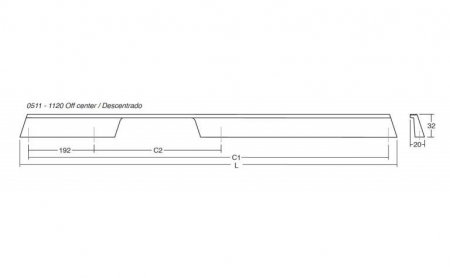Maner pentru mobila Rail cu decupaj dreapta, finisaj alama cava periata, L 1150 mm [4]