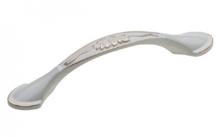 Clasice si vintage - Maner pentru mobila Royal, finisaj alb/auriu lucios GT, L: 126 mm
