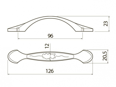 Maner pentru mobila Royal, finisaj alb/auriu lucios GT, L: 126 mm [2]