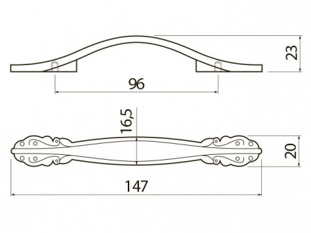 Maner pentru mobila Royal, finisaj alb/auriu lucios GT, L: 147 mm [3]
