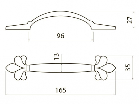 Maner pentru mobila Royal, finisaj alb/auriu lucios GT, L: 165 mm [3]