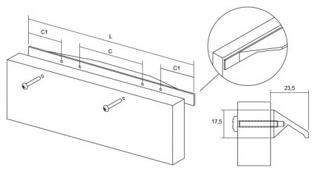 Maner pentru mobila Tamm, finisaj otel inoxidabil, L:240 mm [1]