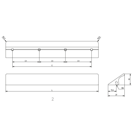 Mâner pentru mobilă Tiros GTV, auriu deschis periat, L: 1200 mm [5]