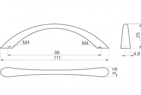Maner pentru mobila UZ-07, finisaj aluminiu GT, L:111 mm [3]