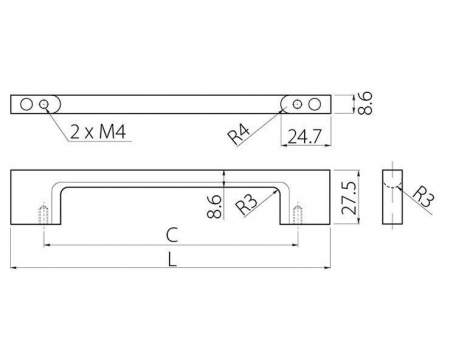 Maner pentru mobila Uzo, finisaj crom lucios GT, L:288 mm [4]