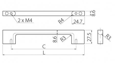 Maner pentru mobila Uzo, finisaj negru mat GT, L:192 mm [4]