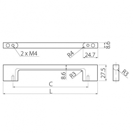 Maner pentru mobila Uzo, finisaj negru mat GT, L:224 mm [3]