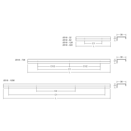 Mâner pentru mobilier Viefe Way, bronz periat, aluminiu, 800 mm [1]