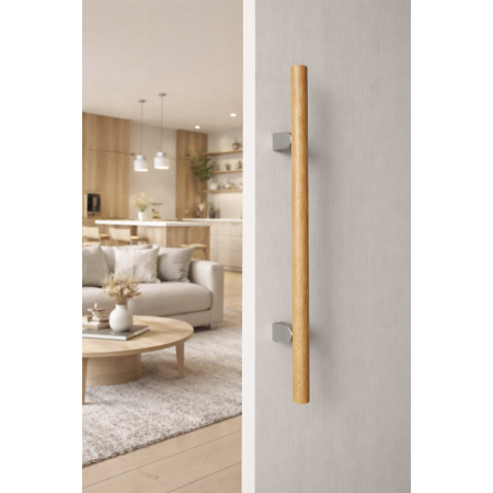 Maner spatial single Kumo Wood Big, finisaj stejar / otel inoxidabil, L:610 mm [3]