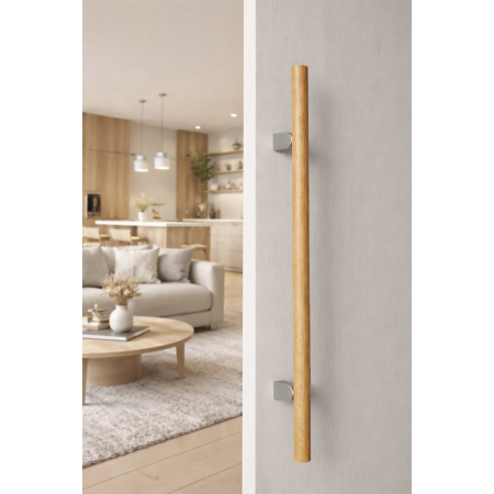 Maner spatial single Kumo Wood Big One, finisaj stejar / otel inoxidabil, L:1596 mm [3]