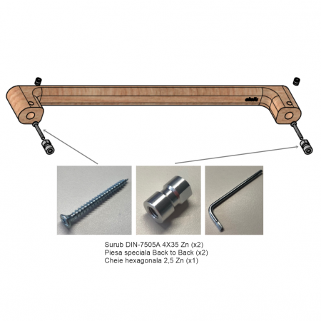 Maner spatial single Luv Wood Big, finisaj natur, L:418,5 mm [6]