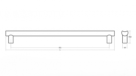 Maner spatial single Moon Big, finisaj alama cava periata, L:424 mm [3]