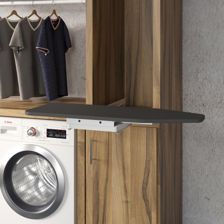 Mese de călcat încorporabile - Masa de calcat 8080020, extractibila cu rotire la 180º, pliabila, incorporabila in dulap de 450 mm, finisaj gri