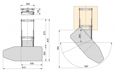 Masa de calcat 8080020, extractibila cu rotire la 180º, pliabila, incorporabila in dulap de 450 mm, finisaj gri [7]